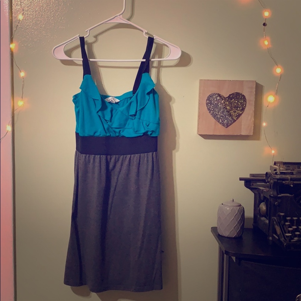 Teal & Grey Mini Dress